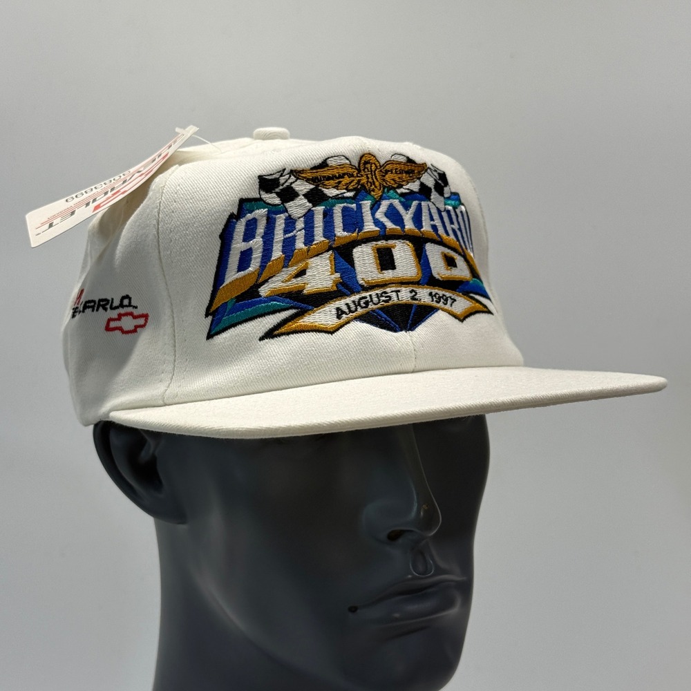Vintage Chevrolet Brickyard 400 Hat Mens White Monte Carlo Snapback NASCAR 90s